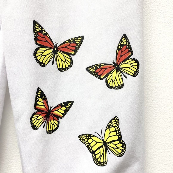 White Butterfly Cargo High Rise Sweatpants Womens‎ Size Medium Pockets Joggers - Picture 4 of 9